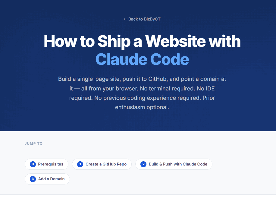 ship a website with claude build and bail